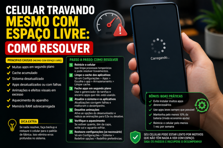 Celular travando mesmo com espaço livre: como resolver