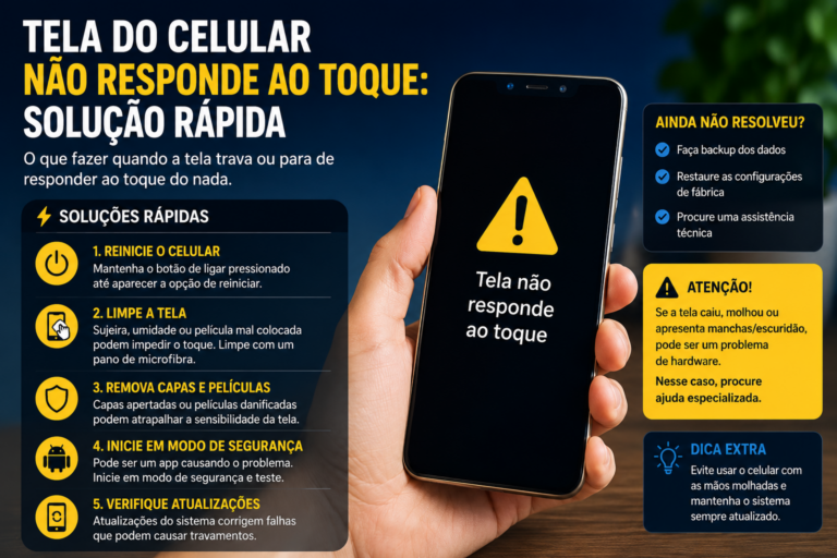 Tela do celular não responde ao toque: solução rápida