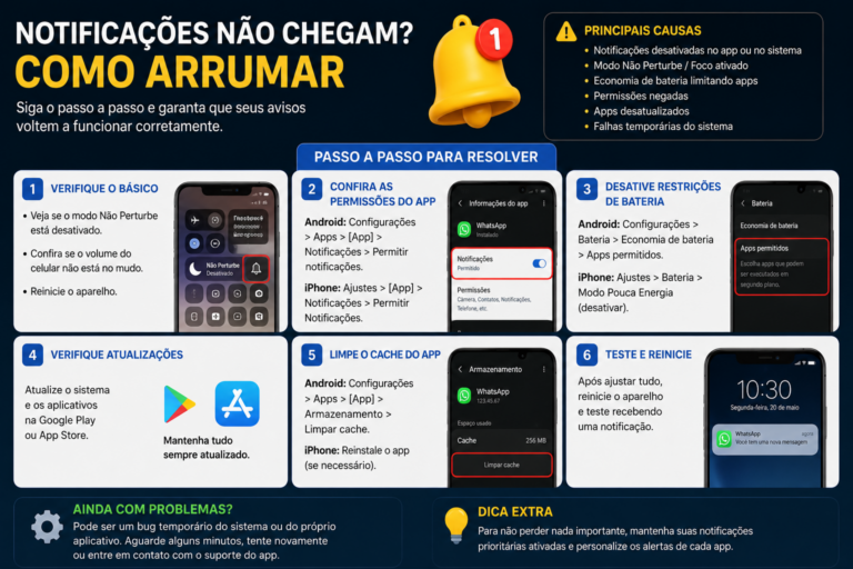 Notificações não chegam: como arrumar