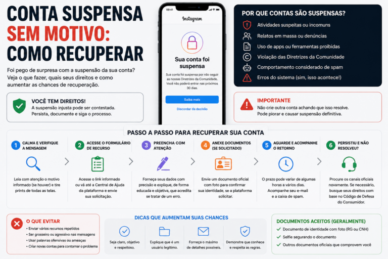 Conta suspensa sem motivo: como recuperar