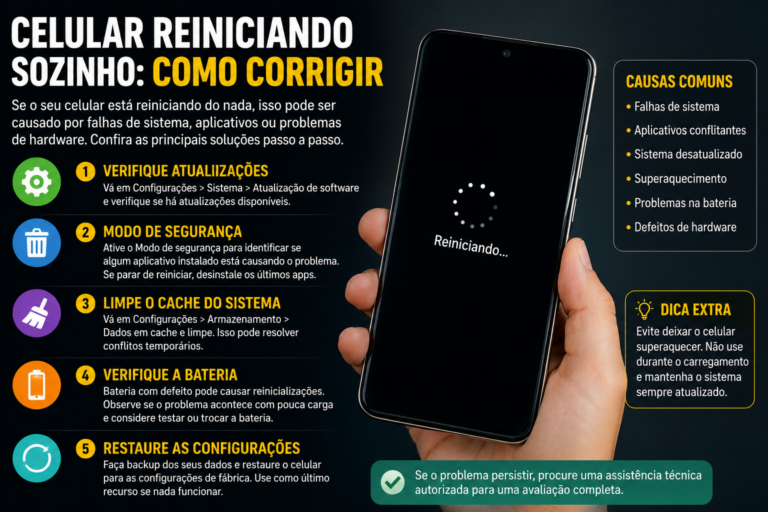 Celular reiniciando sozinho: como corrigir