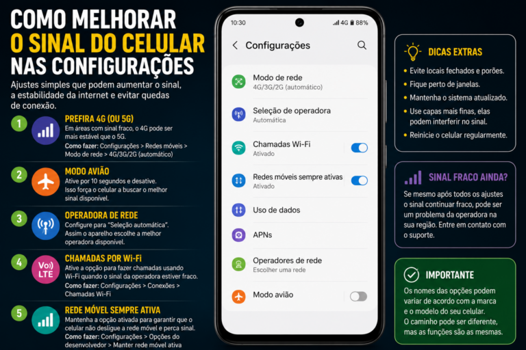 Como melhorar o sinal do celular nas configurações