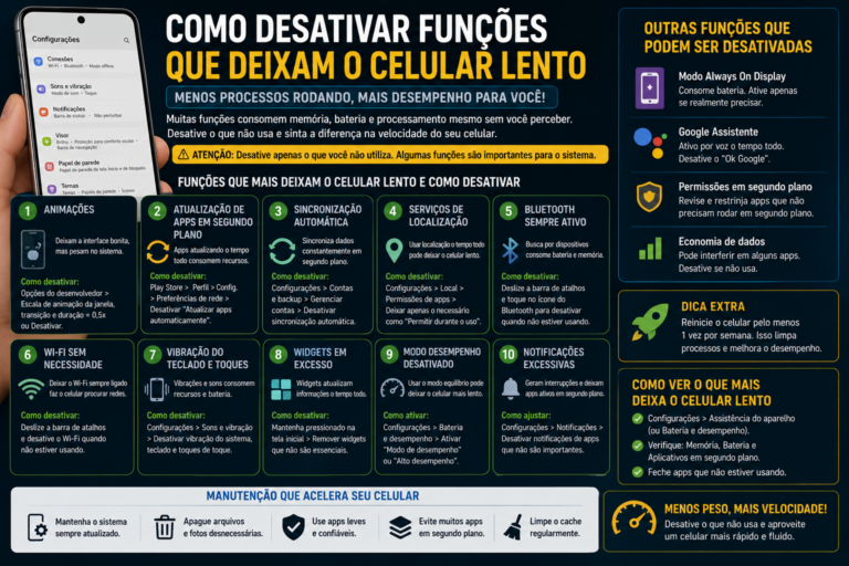 Como desativar funções que deixam o celular lento