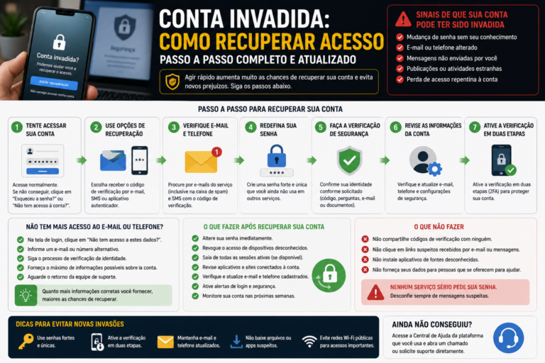 Conta invadida: como recuperar acesso