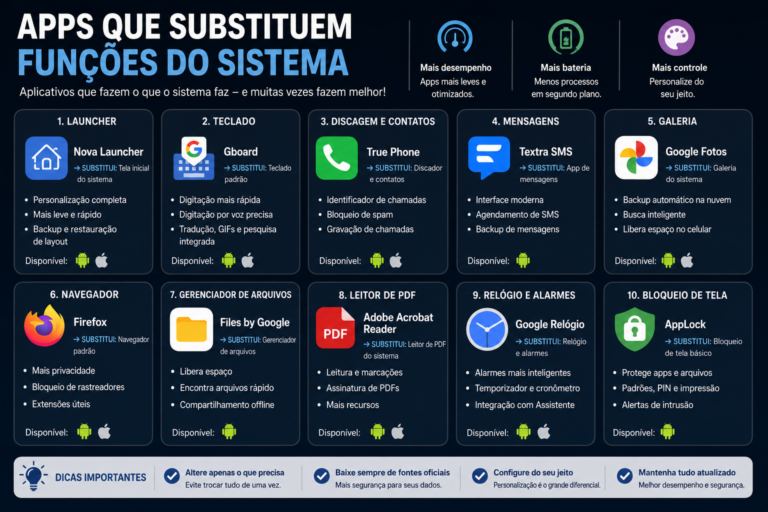 Apps que substituem funções do sistema