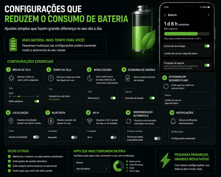 Configuração que reduz consumo de bateria