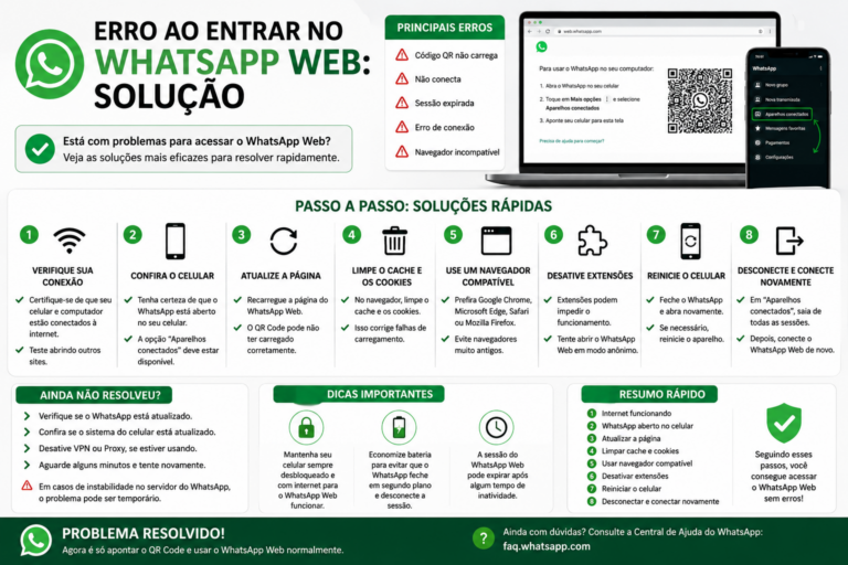 Erro ao entrar no WhatsApp Web: solução