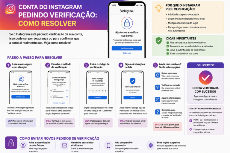 Conta do Instagram pedindo verificação: como resolver