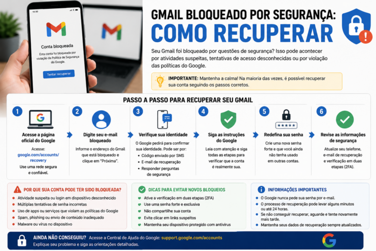 Gmail bloqueado por segurança: como recuperar