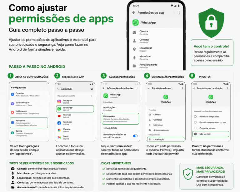 Como ajustar permissões de apps
