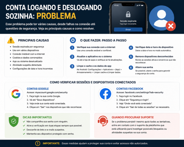Conta logando e deslogando sozinha: problema