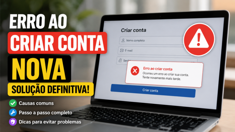 Erro ao criar conta nova: solução