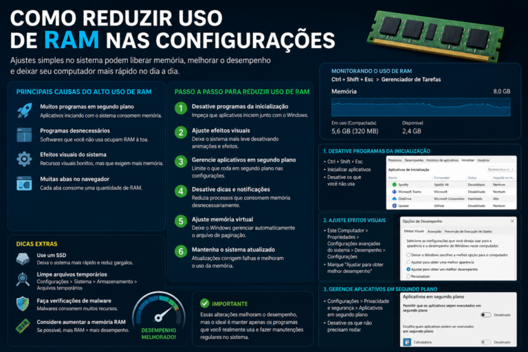 Como reduzir uso de RAM nas configurações