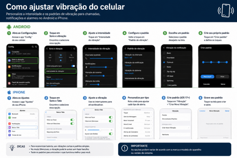 Como ajustar vibração do celular