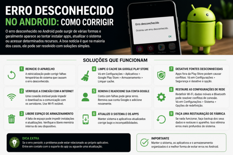 Erro desconhecido no Android: como corrigir