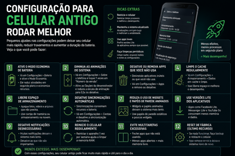Configuração para celular antigo rodar melhor