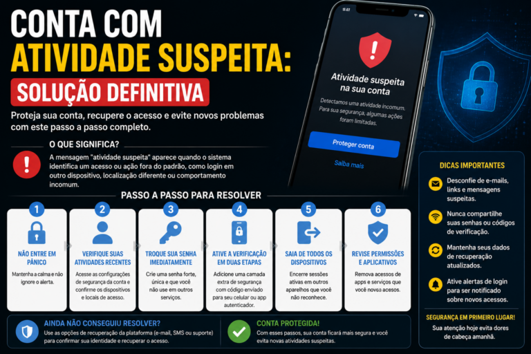 Conta com atividade suspeita: solução