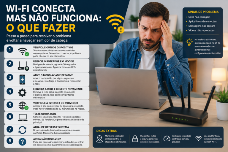 Wi-Fi conecta mas não funciona: o que fazer