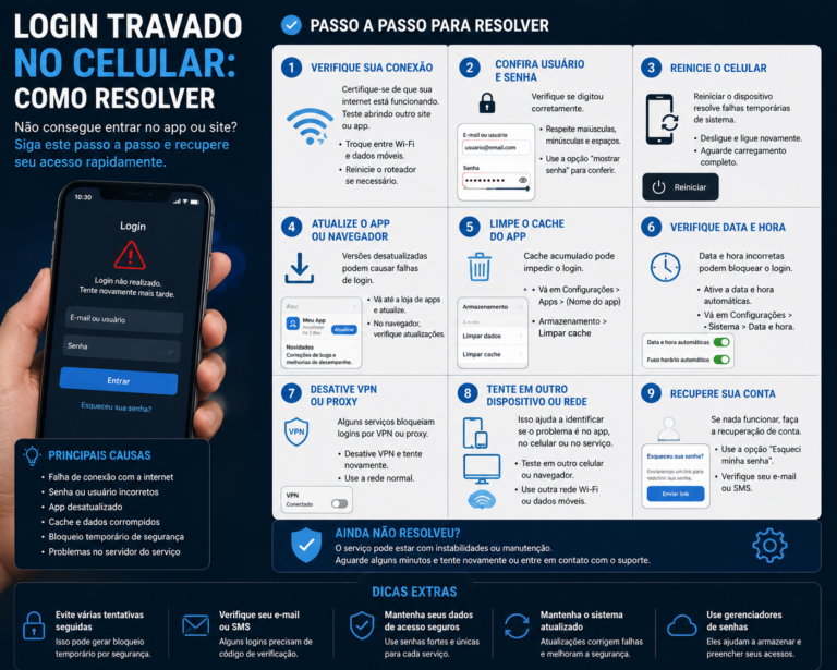 Login travado no celular: como resolver