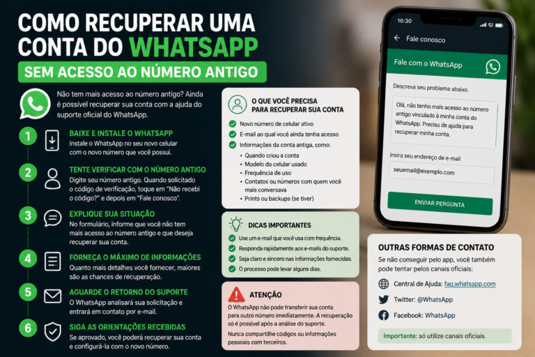 Como recuperar uma conta do WhatsApp sem acesso ao número antigo