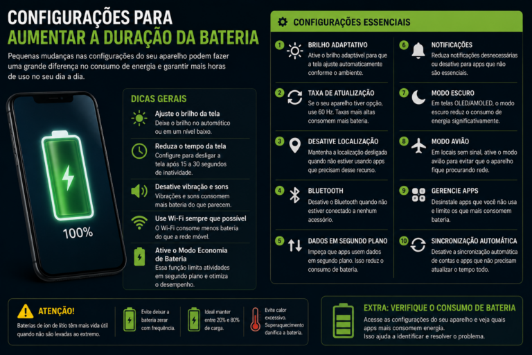 Configuração para aumentar a duração da bateria