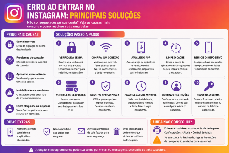 Erro ao entrar no Instagram: principais soluções