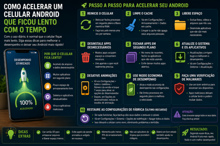 Como acelerar um celular Android que ficou lento com o tempo