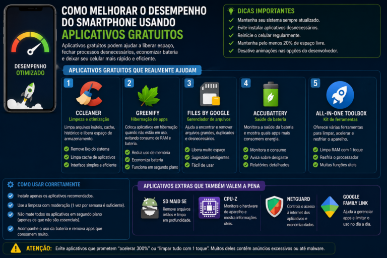 Como melhorar o desempenho do smartphone usando aplicativos gratuitos