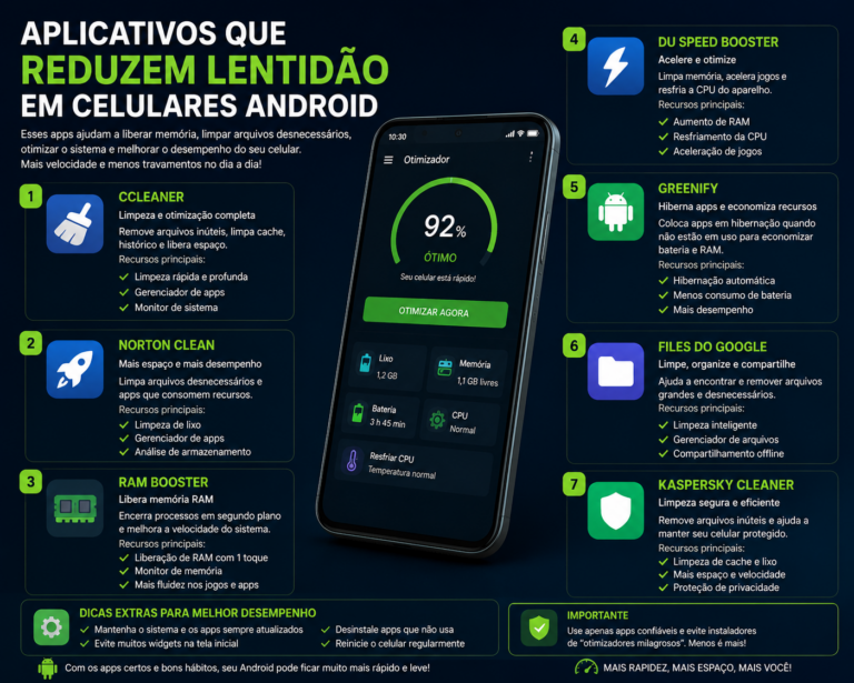 Aplicativos que reduzem lentidão em celulares Android