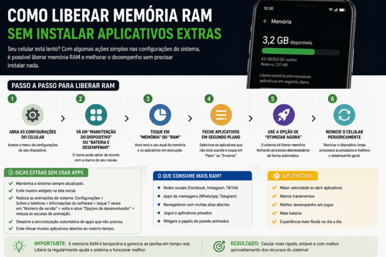 Como liberar memória RAM sem instalar aplicativos extras