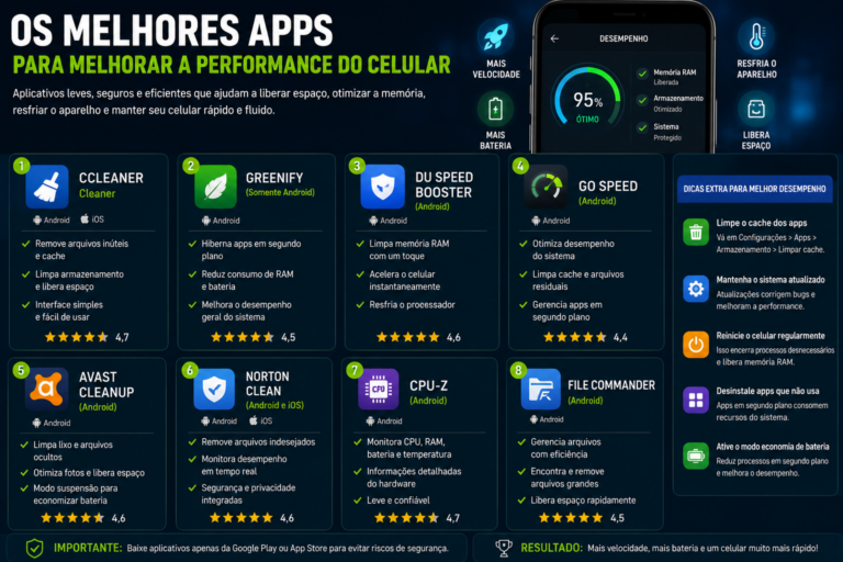Os melhores apps para melhorar a performance do celular