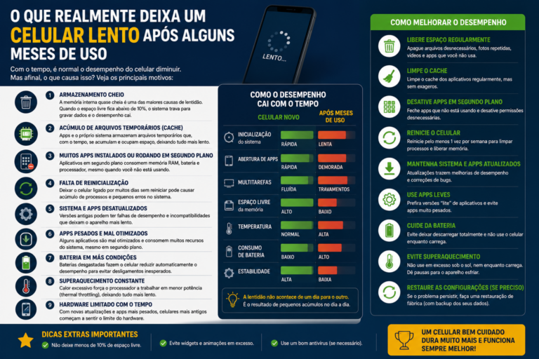 O que realmente deixa um celular lento após alguns meses de uso