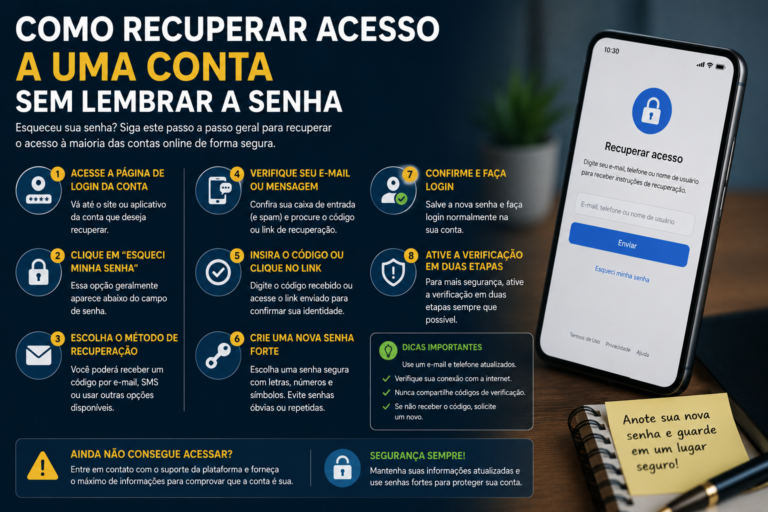 Como recuperar acesso a uma conta sem lembrar a senha
