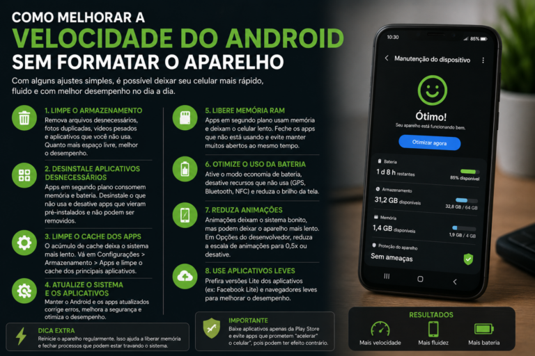 Como melhorar a velocidade do Android sem formatar o aparelho