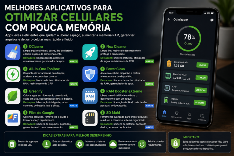 Aplicativos para otimizar celulares com pouca memória