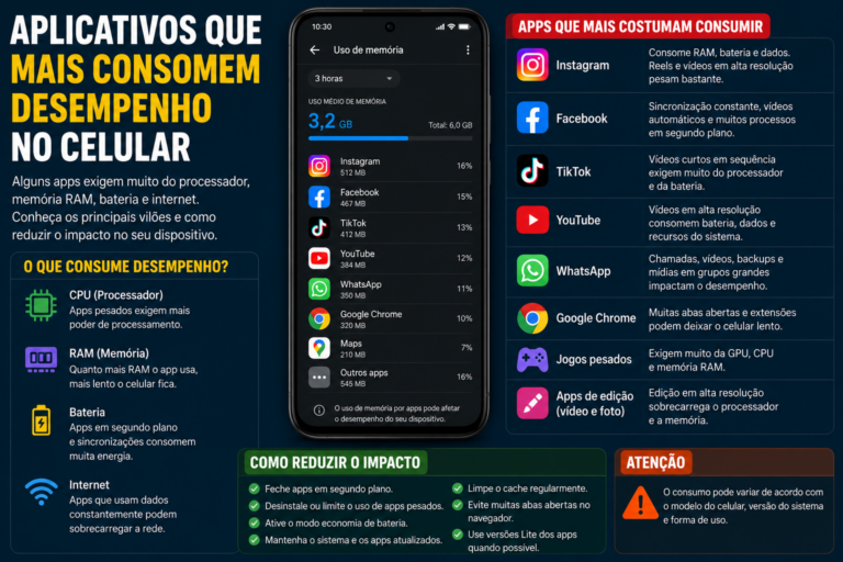Aplicativos que mais consomem desempenho no celular