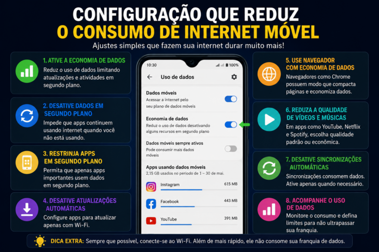Configuração que reduz o consumo de internet móvel