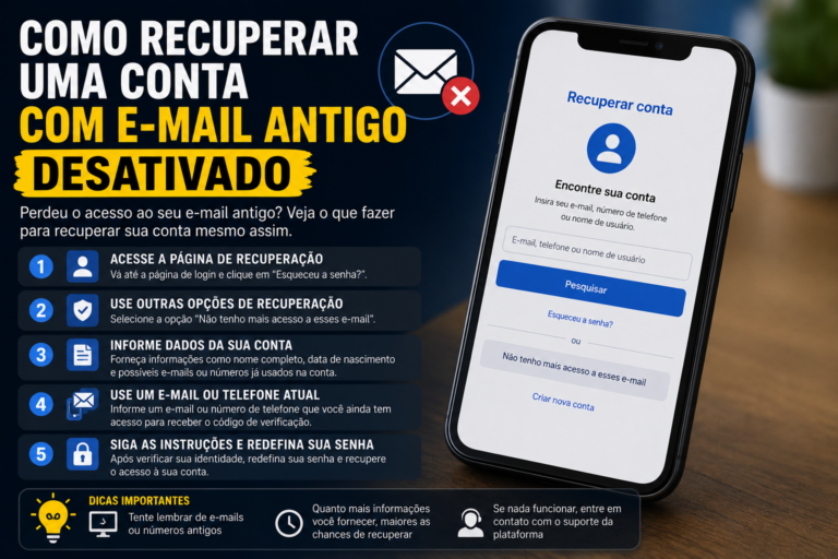 Como recuperar uma conta com e-mail antigo desativado