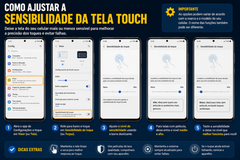 Como ajustar a sensibilidade da tela touch