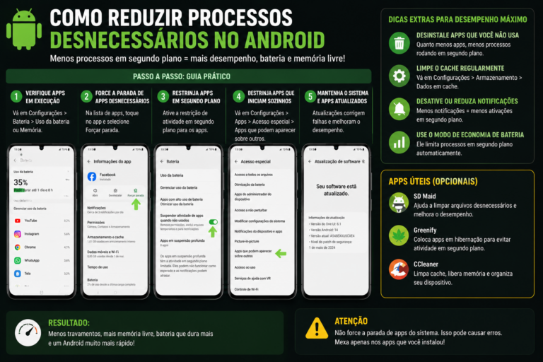 Como reduzir processos desnecessários no Android